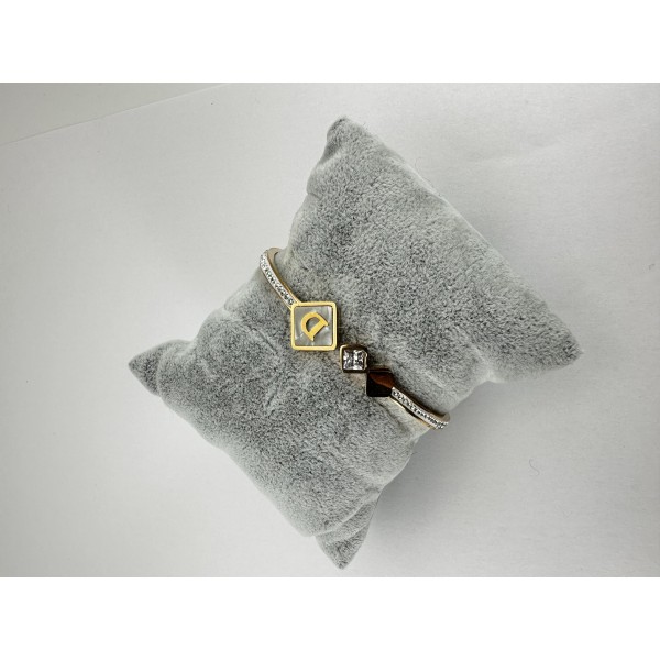 Bronz Harfli Taşlı Bileklik